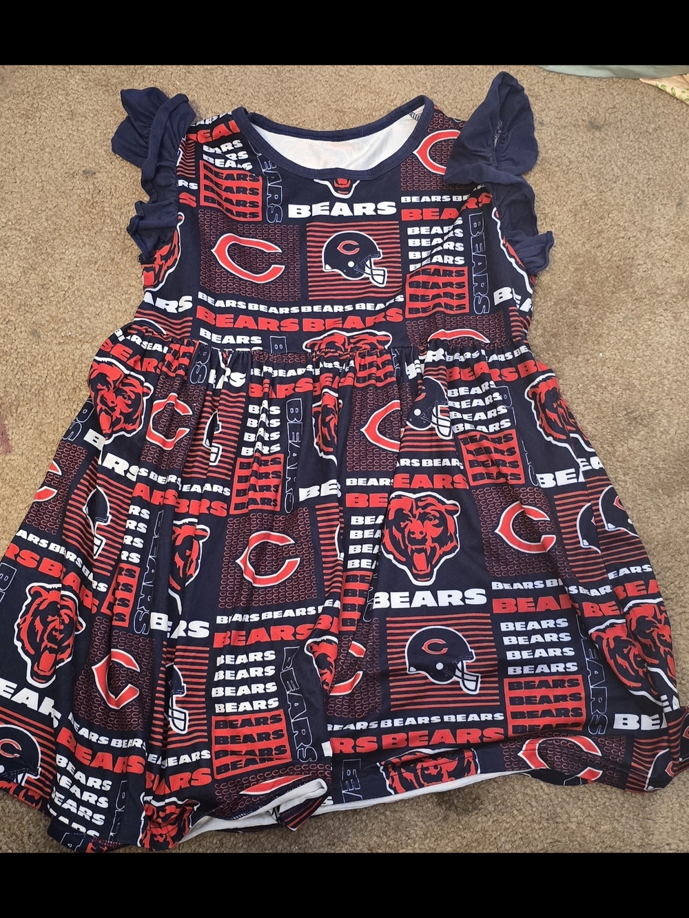 Chicago Bears Girls Ruffle Sleeve Tunic & Leggings Set - Navy, Red, White